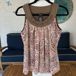 Covington paisley print sleeveless blouse